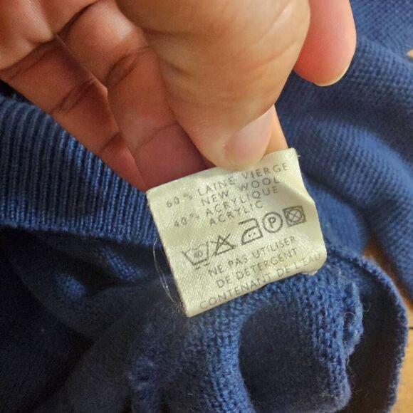 LACOSTE Mens Crew Neck Jumper Sweater Size 4 Medium Blue virgin wool - Picture 5 of 7